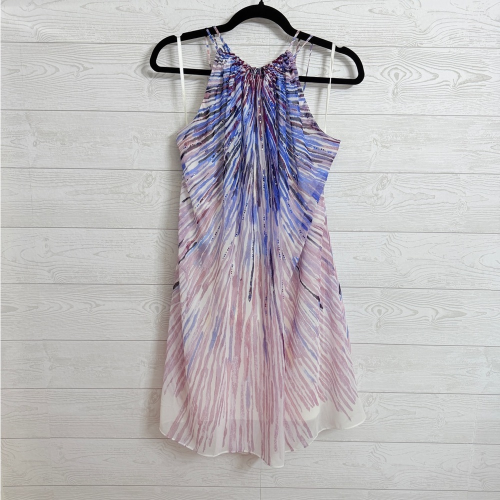 White House Black Market Women’s Tye Dye Chiffon Halter Dress. Size M